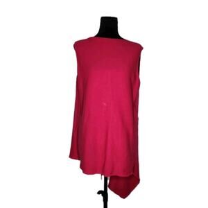 Escada Magenta Knit Tunic Top Sleeveless Asymmetrical Hem Designer Size XL